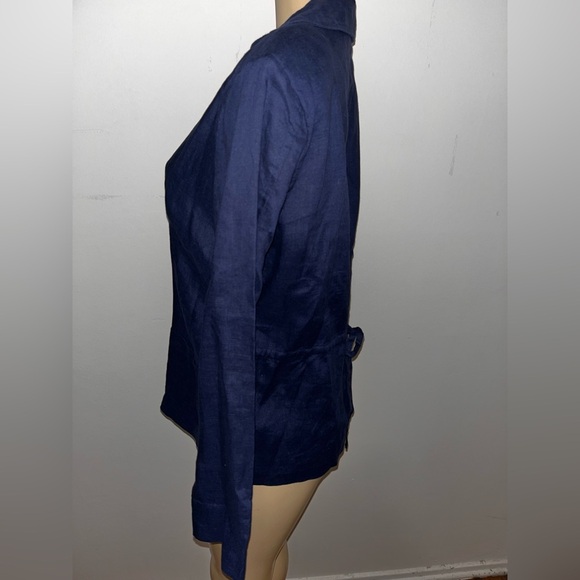 Spiegel linen navy blue blazer size 14 - Picture 4 of 5